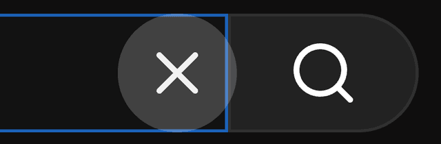 YouTube search bar X button overflow